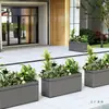 Floreira Externa de Aço Inoxidável, Cerca de Tanque de Flores Combinado para Pátio, Vaso de Flores Retangular de Ferro Forjado, Calha de Flores Externa com Divisória Acabada