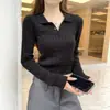 Suéter Vintage de Punto Trenzado con Cuello Polo para Mujer, Ropa de Abrigo de Manga Larga, Estilo Nuevo, Venta al por Mayor Transfronteriza, Hilo de Núcleo