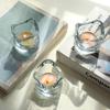 Porta-velas de vidro com borda ondulada estilo ins japonês, decoração de mesa minimalista nórdica romântica, ornamento de copo para vela