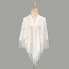 Nuevo chal de encaje calado de gran venta para mujer, moda, flor, borla, poliéster, toalla triangular, elegante, para exterior, toalla parasol