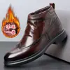 Zapatos formales de algodón para hombre, zapatos de algodón gruesos y cálidos de invierno, zapatos de cuero y lana de estilo business casual de caña alta para hombre