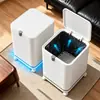 Cubo de basura doméstico con tapa automática de aire a presión y botón pulsador, gran capacidad, adecuado para baños y salas de estar, un papelero elegante y de alta gama