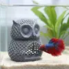 Cueva escondite decoración acuario, casa escondite para peces pequeños, micro paisajismo de búho para acuarios, cría de peces y camarones
