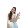 Blusas de Nicho Estilo Tailandés para Primavera y Otoño, Hermosas Blusas para Mujer, Camisas de Encaje Bordado Huecas Elegantes de Gama Alta con Sentido de Diseño
