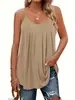 Nuevo Top de Tirantes de Verano para Mujer 2025 Transfronterizo Amazon con Tirantes Finos Plisados, Top Holgado Casual al por Mayor
