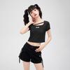 Camiseta Morada de Manga Corta Ajustada Personalizable y Procesable para Mujer, Estilo Cuello Redondo Primavera/Verano 2026