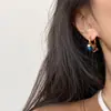 Pendientes de Aro con Abalorios Maillard Estilo Chino Nuevo Bloques de Color, Elegantes y Versátiles, Nuevos Pendientes para Mujer Otoño/Invierno 2025