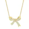 Collar de Moño de Plata S925 Minimalista de Nicho Colgante de Circonita Cadena para Clavícula Regalo para Novia Regalo para Novia
