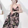 Vestido de Algodón y Seda Nuevo de Verano 2026, Tallas Grandes, Estampado, Transpirable, Sin Mangas, Cuello Redondo, Vestido tipo Tank top, Vestido Largo, Bata de Noche, Adecuado para Usar al Aire Libre