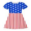 Comercio Exterior Transfronterizo Ropa Infantil Águila Bandera del Día de la Independencia Vestido para Niñas Estampado Digital 3D Vestido de Manga Corta Primavera y Verano Día de la Independencia
