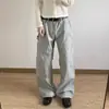 Jeans de Mezclilla Lavada con Salpicaduras de Tinta Cross-Border 2026 para Hombre, Corte Recto Holgado Vintage, Pantalones de Trabajo de Pierna Ancha Fluidos