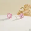 Yong Yi Joias de Prata s925 Prata Esterlina Brincos Quadrados Rosa Princesa Diamante Rosa Furos de Orelha Zircônia Quadrada Osso da Orelha Joias de Prata