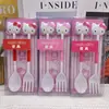 Linda vajilla infantil Sanrio Kuromi My Melody Gato KT tenedor y cuchara caja de regalo premio tenedor estilo occidental