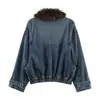 Nova Moda Feminina Outono 2025 Estilo Europeu e Americano Jaqueta Bomber Jeans Moda com Gola Redonda e Zíper