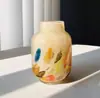 Design original alta qualidade pontos coloridos amarelo leite vidro antigo feito à mão vaso flor arranjo de flores ornamentos