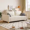Sofá de tela minimalista estilo crema para sala de estar nórdica, nuevo modelo 2026, sofá recto de dos plazas simple para apartamento pequeño