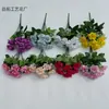 Buquê Pequeno de Rosas com 7 Flores para Decoração de Sala de Estar, Mesa de Jantar, Decoração de Cerca, Flor de Seda, Arranjo de Flores Plásticas, Arranjo de Paisagismo