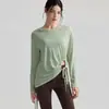 Ropa Exterior Holgada de Yoga para Mujer con Cordón, Ropa Deportiva Casual, Top de Fitness de Manga Larga de Secado Rápido, Cubierta Deportiva