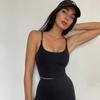 Roupa Fitness Europeia e Americana Colete Esportivo Feminino Regata Camiseta Almofada de Peito Removível Shorts Colete de Corrida Conjunto de Yoga
