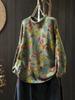 Suéter de Algodón con Estampado de Peces Vintage para Mujer, Holgado, Estilo Perezoso, para Primavera y Otoño, Diseño Único, Cuello Redondo, Suéter Pulóver, Moderno
