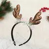 Diadema de asta de reno navideño Diadema de asta de seda dorada para adultos y niños Adornos decorativos al por mayor