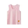 Regata de algodão com Lycra colorida para crianças outono e inverno 26, top sem mangas com estampa listrada para meninos e meninas, adequado para todas as estações