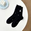 Meias Fofas de Desenho Animado para Mulheres, Meias de Cano Médio Estampadas com Animais em Estilo Pastoral Artístico, Meias Largas para Primavera e Outono, Meias Femininas Absorventes de Suor, Estilo Coreano