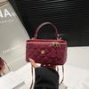 Bolsa Nova Transfronteiriça Feminina Primavera 2025 Rombos Tendência Bolsa de Balde com Corrente Bolsa Transversal Mini Mãe e Filho Bolsa de Cosméticos