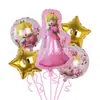 Mario princesa Peach princesa Peach Menina rosa balão de filme de alumínio festa de aniversário infantil presente