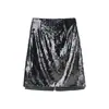 Saia elegante de paetês com gradiente de strass, cintura alta, corte justo, na cor café, disponível para transmissão ao vivo e distribuição transfronteiriça.