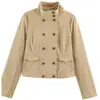 Moda europea y americana transfronteriza para mujer Superventas de AliExpress Chaqueta elegante de estilo francés con detalles de bolsillo y cuello alto