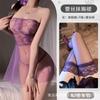 Falda Sexy de Encaje Morado Transparente, Uniforme de Puro Deseo, Pijama para Coqueteo Qqny No-Take-Off