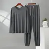 Novo Conjunto Casual Duas Peças Masculino Plus Size Modal Solto Gola Redonda Manga Longa Camiseta Calça Lanterna Conjunto para Casa