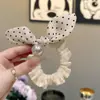 Design de Nicho Simples Bolinhas Orelha de Coelho Pérola Elástico de Cabelo Prendedor de Rabo de Cavalo Fashion Versátil Faixa de Cabelo Acessório de Cabelo