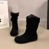 Sapatos Moda Outono Inverno Botas Emagrecedoras Botas Curtas Femininas 2026 Birkenstock Wasteland Estilo Western Design Retrô Senso de Design Salto Empilhado Baixa Estatura