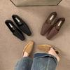 Zapatos Planos Retro de Gamuza Cuadrados con Corte Profundo 2026 Nuevo Estilo Primavera y Otoño Mocasines Simples Versátiles Zapatos de Cuero para el Trabajo