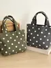 Bolsa tote de bolinhas transfronteiriça, estilo retrô e artístico, mini bolsa de lona, adequada para estudantes usarem na escola, no trajeto e para carregar lancheiras