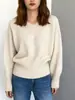 Outono e Inverno 2026 Novo Estilo Estilo Preguiçoso Retrô Design de Gola Malha Simples e Versátil Suéter de Cor Pura para Mulheres