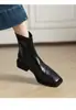 Chuyuji 2026 Novas Botas Curtas Femininas, Botas Finas com Bico Quadrado Pequeno, Botas Elásticas para Outono e Inverno, Tamanho 43 Grande, Botas de Cano Curto com Salto Grosso