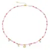 Collar de Cadena para Clavícula Versátil con Perlas, Piedra Ojo de Gato Rosa Dopamina de Lujo Ligero de Nicho con Colgante de Corazón, Alta Retención de Color