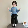 Conjunto de Roupa Infantil Primavera e Outono 2026 Novo Conjunto de Duas Peças Moderno Roupa Casual Elegante de Outono para Meninas