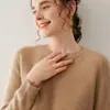 Tricô Feminino Bai Cai Rong de Caxemira Fio Duplo com Sete Agulhas, Modelagem Solta, Outono/Inverno, Novo, Ombro Raglã, Gola Redonda, Manga Longa, Camisa Base
