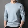 Camiseta de manga larga con cuello redondo para hombre, estilo business casual, color liso, básica simple, corte tridimensional, suéter, venta al por mayor