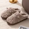 Pantufas de algodão fofas de inverno com design de orelha, adequadas para casais, uso interno quente, perfeitas para mulheres no pós-parto, antiderrapantes, forradas com fleece, pantufas de pelúcia.