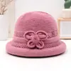 Sombreros para mujeres de mediana edad y ancianas, sombrero cálido de invierno para mamá, grueso con terciopelo, sombrero tipo cubo para personas mayores, abuela, sombrero de lana tejido para señora mayor