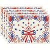 Mantel individual con estampado de estrellas rojas y azules, con diseño de estrellas y zapatos de cuero a rayas, con estampado de enanos, de lino y aislamiento térmico, para el Día de la Independencia de EE. UU.