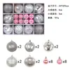 Líquen 6cm Formato de Barril Galvanizado Pintado Bola de Natal Bola de Plástico Conjunto Pingente de Decoração de Teto de Natal