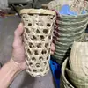 Tazón de Gelatina de Hielo de Bambú Tejido, Taza de Té de Leche, Tapa de Cesta de Bambú para Taza, Cesta sin Asa, Cesta con Asa, Tapa de Taza para Helado