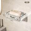 Jabonera de pared ligera de lujo de doble capa con escurridor, jabonera para inodoro, sin perforaciones, para baño