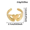 Anillo de Acero Inoxidable con Manos Sosteniendo un Corazón, Anillo de Diseño Único, Anillo Abierto de Oro de 18 Quilates Moderno y Elegante, Accesorio de Joyería